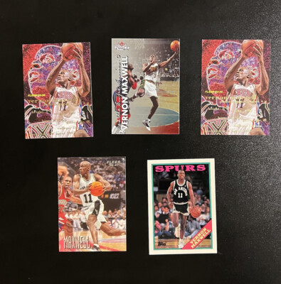 Vernon Maxwell 5 Card Lot 76ers Spurs Sonics NBA Basketball Cards