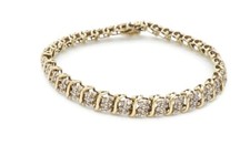 10k Yellow Gold 2 CTW Diamond Tennis Bracelet 7"