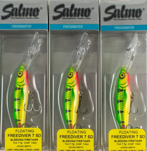 (LOT OF 3) SALMO FREEDIVER 7 SUPER DEEP RUNNER 1/4OZ QFD128 BLDNG FRETGR  DM1254