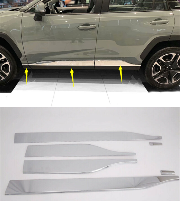ABS Chrome Side Door Body Molding Cover Trim 6pcs For Toyota RAV4 2019