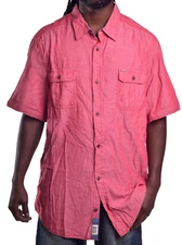Buffalo by David Bitton Mens Sawnost Chambray Red SS Button Up Shirt 2XL