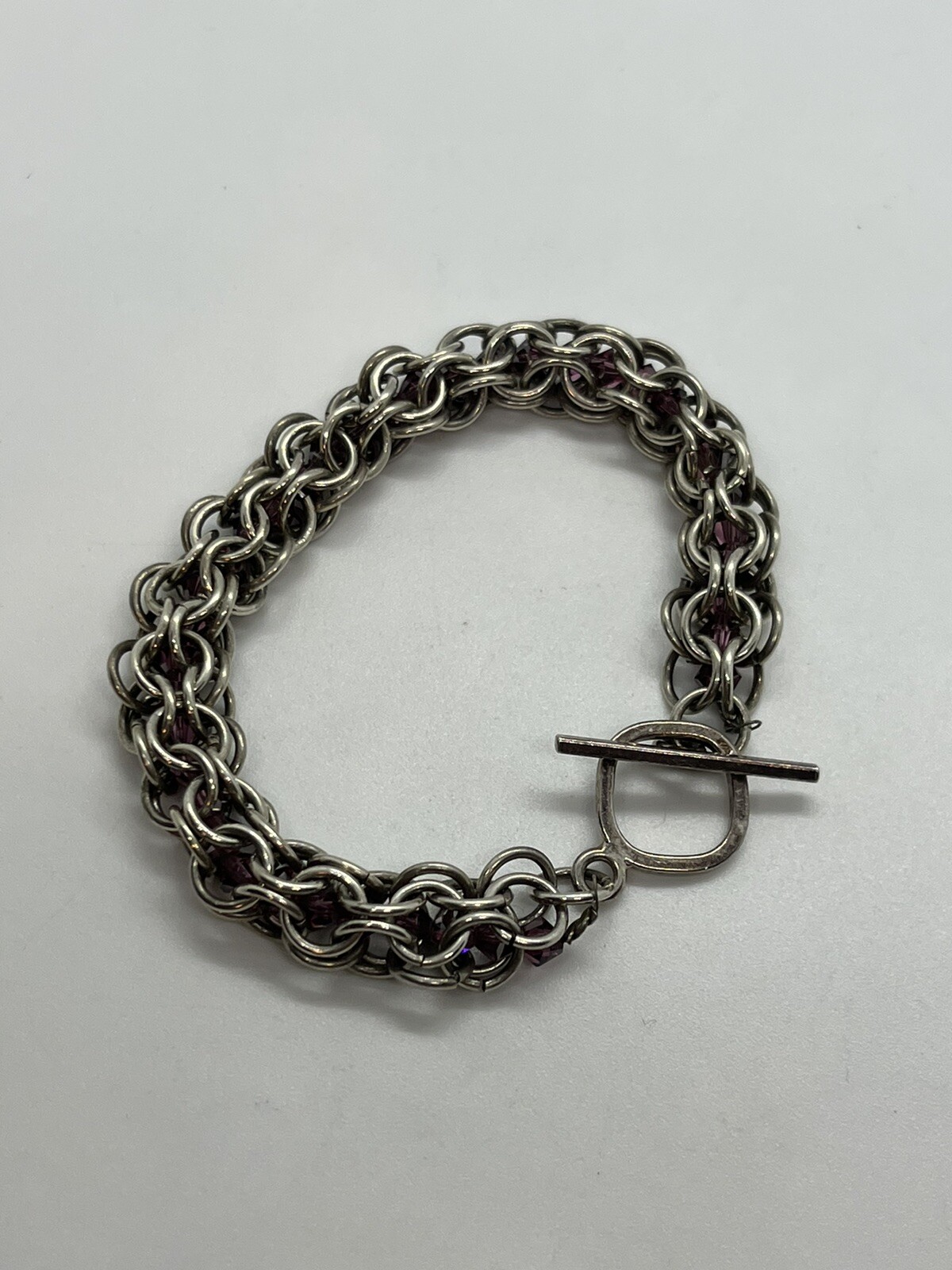 Sterling silver woven interlocking toggle bracele… - image 3