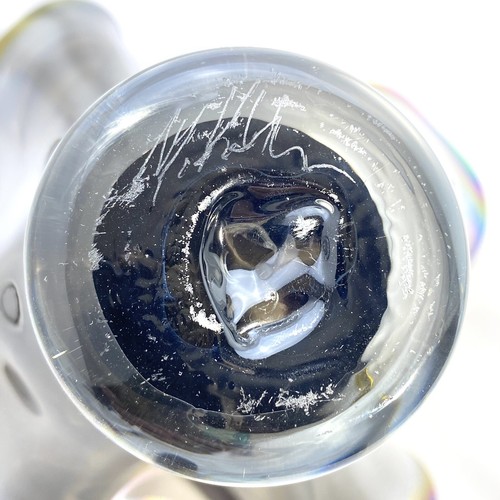 Carnival Glass STUDIO ART GLASS Hankerchief Vase - Black Iridescent - Picture 9 of 9