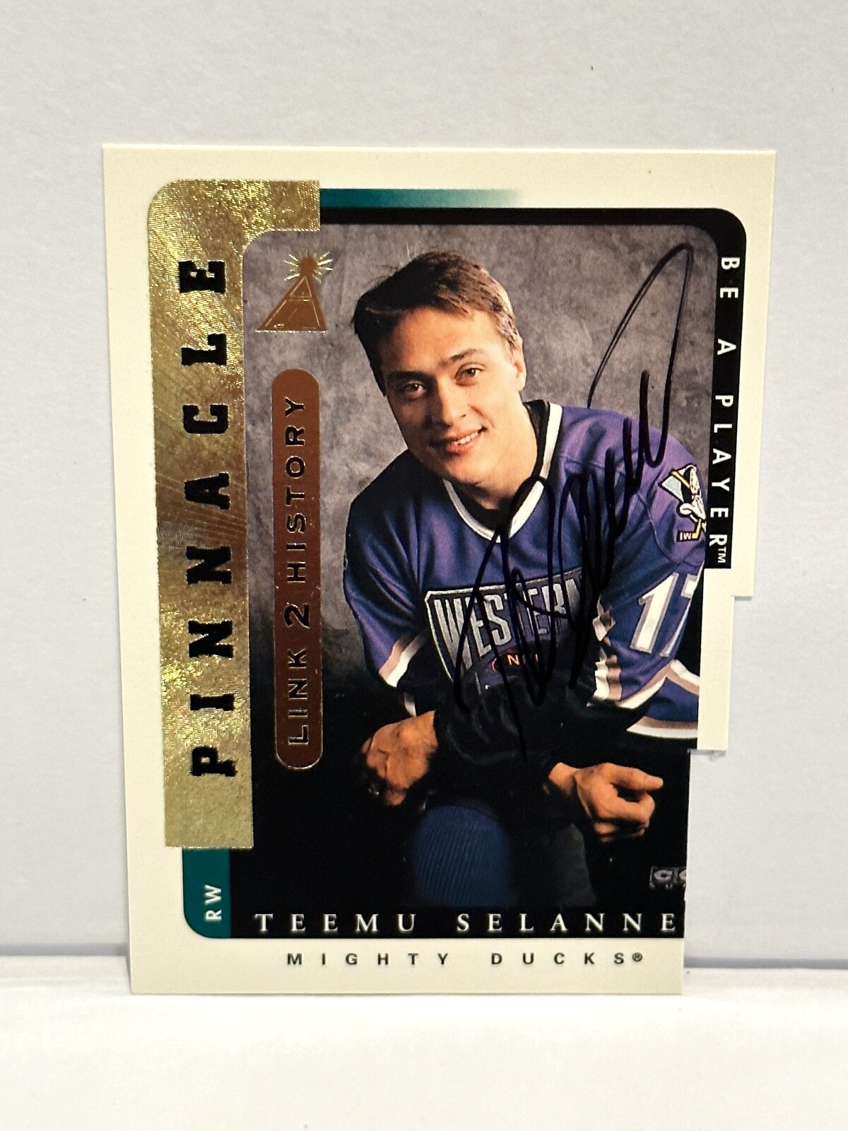 1996-97 BE A PLAYER LINK TO HISTORY TEEMU SELANNE AUTO #1B