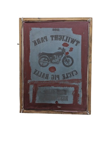 Marco de serigrafía de seda vintage Speedball - Harley bicicleta moto rally 1996 - Imagen 6 de 7