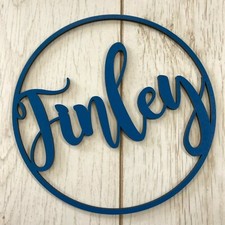 *ANY NAME & COLOUR* Personalised wooden name hoop wreath - Circle Loop Plaque
