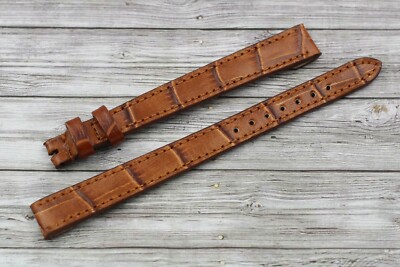 New Lade XL Strap Fixed Loop Brown Genuine Leather Alligator Print Promo