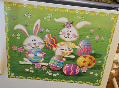 Seasonal Refrigerator Magnet Easter, Bunnies, colored eggs 23'' x 17''