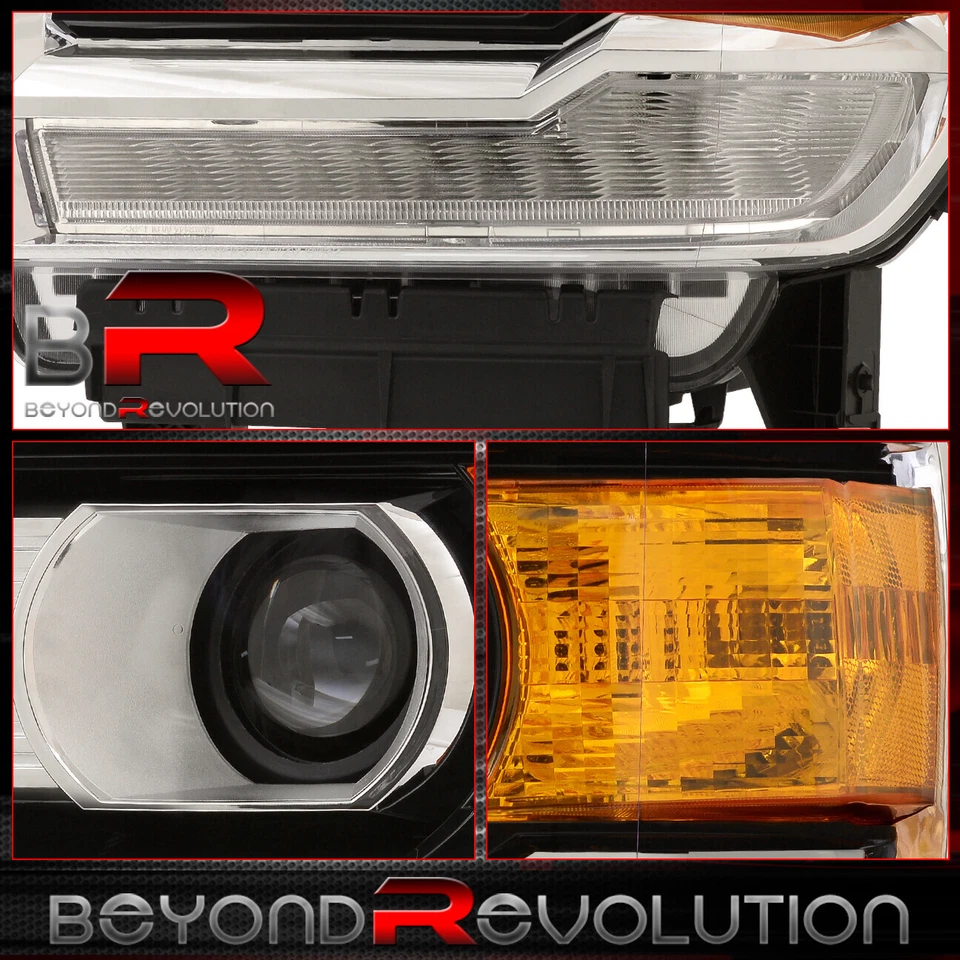 For 2014-2018 Sierra LED DRL Projector Headlight Pair Amber Signal Lamps Black — 第 3/4 张图片