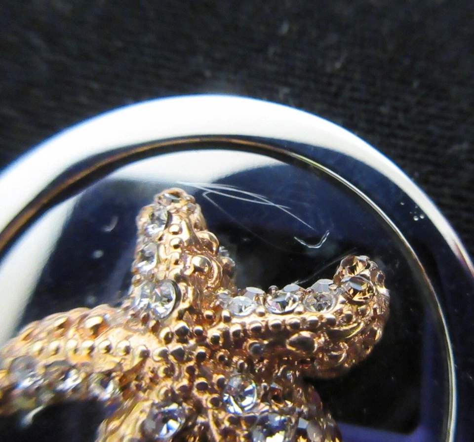 Rare HTF MI MONEDA Medium 3-D Rose Gold STARFISH w SWAROVSKI Crystals Coin NEW - Image 4 of 4