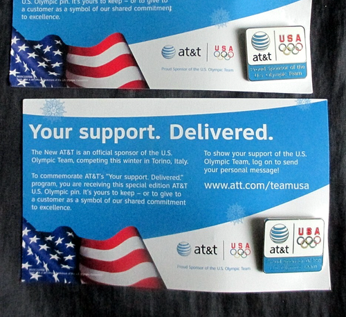 Olympics Pin Torino Italy ; AT&T Sponsor Lapel Pins (Set of 2) NEW Other - Picture 8 of 12