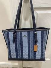 Authentic Coach Mollie Tote C8415 in Signature Jacquard with Stripes Blue w/Tags