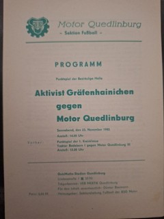 Motor Quedlinburg : Akt. Gäfenhainichen 23.11.1985 Programm Bezirksliga Halle