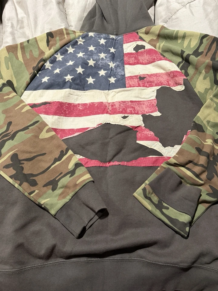 Denim & Supply Ralph Lauren Sudadera con Capucha Para Hombre XL Verde Camuflaje Bandera Americana Grunge Foto 4 de 4