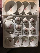 Vintage Miniature Dollhouse Tea Set Porcelain Design 17 Pieces