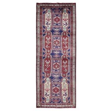 3'8"x10' Blue Vintage Zoroastrian Northeast Wool Hand Knotted Runner Rug R87386