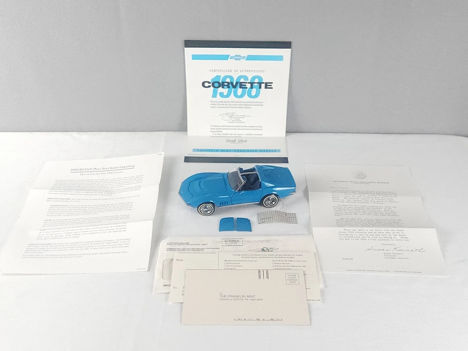 Chevrolet Corvette 1968 convertible - Franklin como nuevo diecast 1:24 - azul con certificado de autenticidad Foto 2 de 4