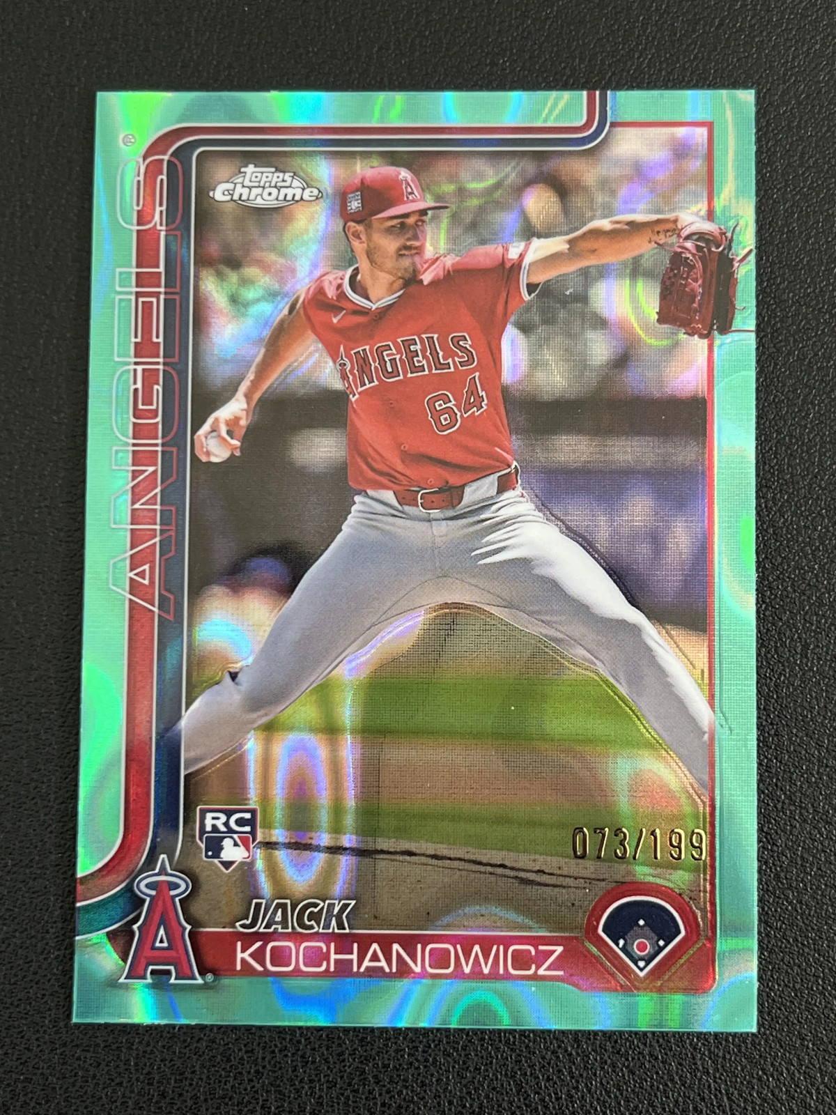 Jack Kochanowicz 2025 Topps Chrome Aqua Lava Refractor /199 121 RC Angels