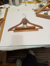 VTG 50  s Nevco Wooden And Metal Felted Suit Hanger Set 20  