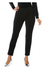 Nina Leonard Women's Hi-Tech Metallic Crepe Narrow-Leg Pant Black