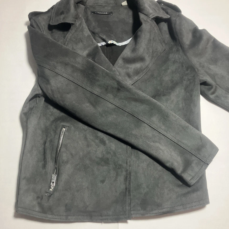 Chaqueta corta para mujer Tahari Carbon Sky imitación cuero talla S/P Foto 4 de 4