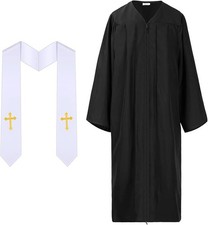 2 Pcs Clergy Robes Priest Costume Set Women Pulpit Choir Robe Baptism Church ...