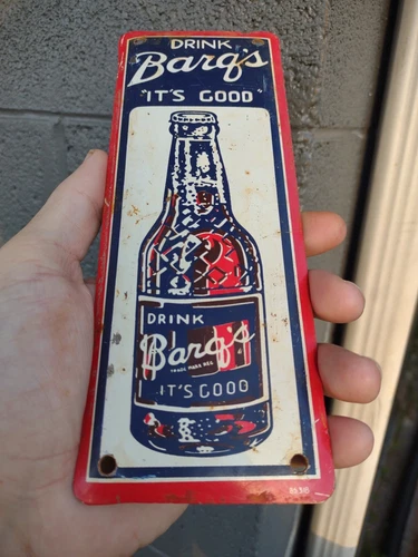 Vintage Rare Drink Barqs Root Beer Metal Soda Pop Sign