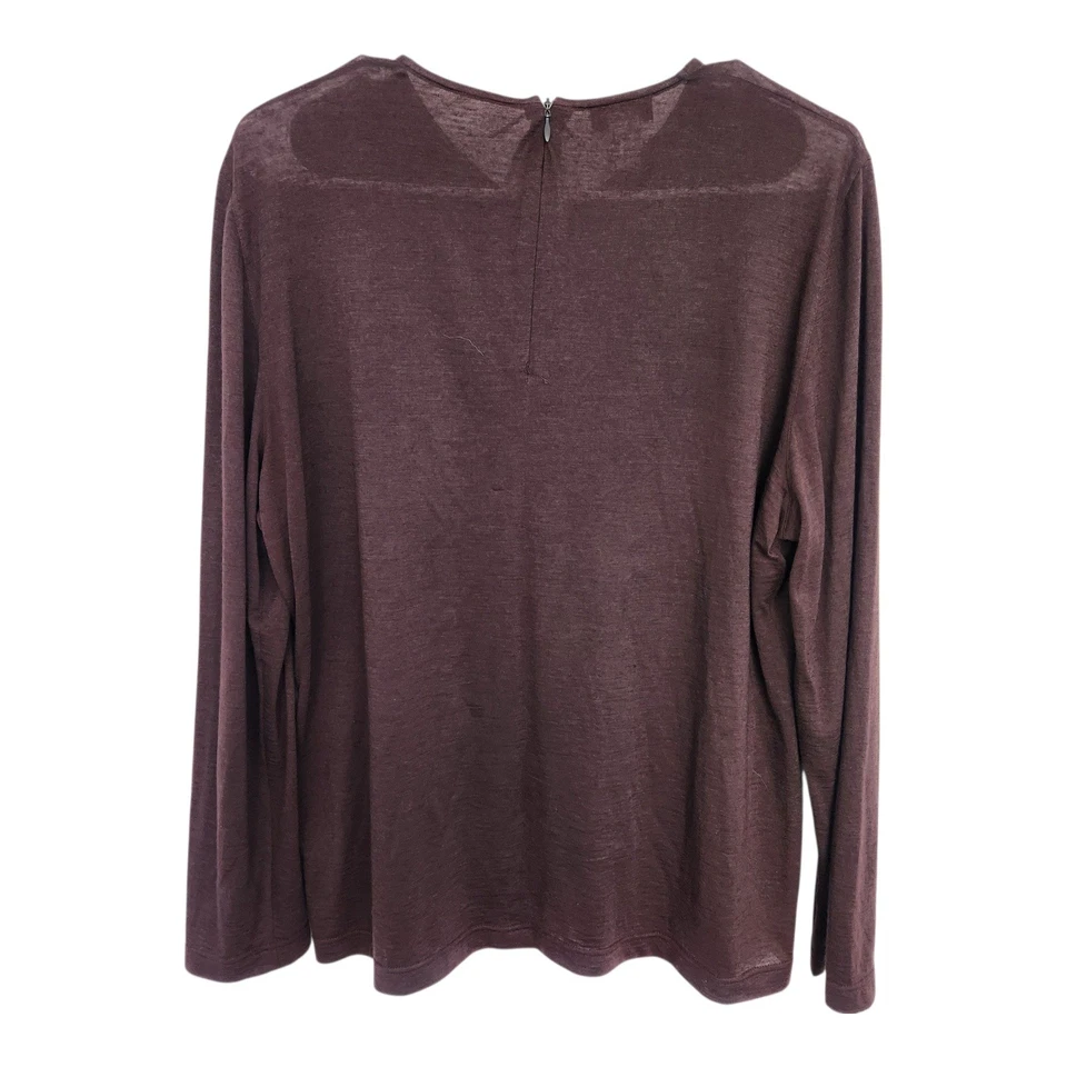 Blusa Top AKRIS Para Mujer US 16 Marrón Cachemira Mezcla Seda Manga Larga Foto 2 de 4