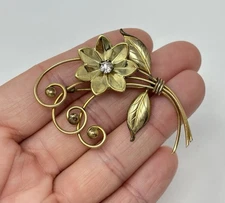Vintage Estate 40's IH Harry Iskin 12k Gold Filled Floral Flower Posy Brooch Pin