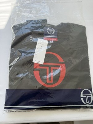 Sergio Tacchini Crewneck Red Logo Sweatshirt Black Mens MED Long Sleeve