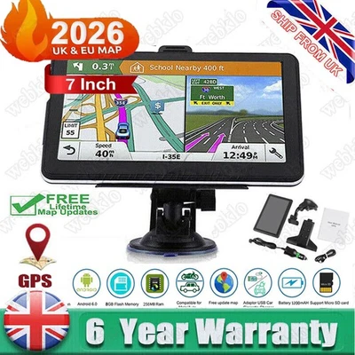 7'' Car Truck HGV Sat Nav for Cars GPS Navigation 8G Free Lifetime Touch Screen