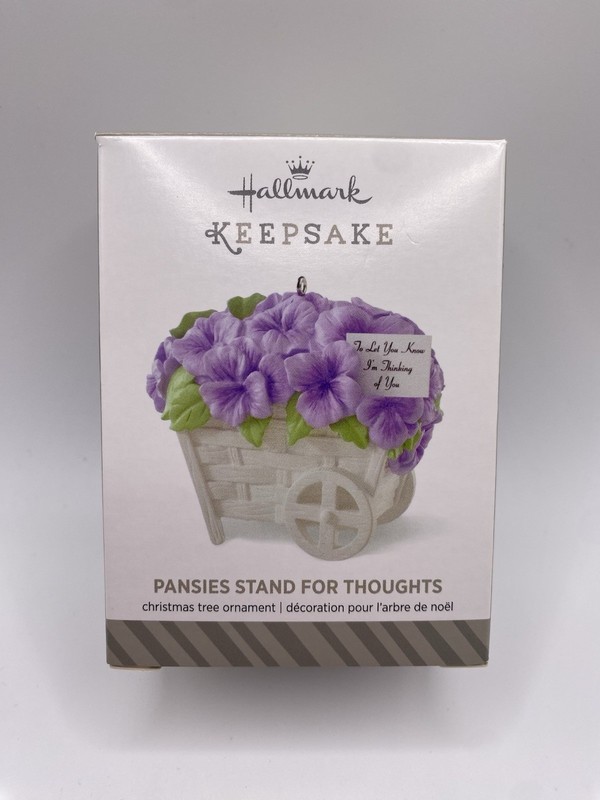 Hallmark Keepsake 2014 Pansies Stand For Thoughts-Purple Pansy Basket-NEW-READ