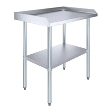 AmGood Commercial Work Table with Backsplash and Sidesplashes | NSF (Stainles...