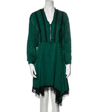 Koché Green Leopard Jacquard Tunic Dress with Lace Hem Size 38 (US 6)