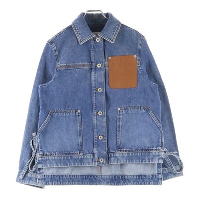 LOEWE Anagram Leather Patch Denim Work Jacket Indigo S359Y50X55 Used 5c985f94d08