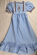 Vintage 1970's Sears Blue Embroidered lace dress kid girls size 5-6