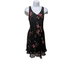 Jones New York 100% Silk Dress Womens 6 Dark Floral 90s Y2K Whimsigoth Fairy
