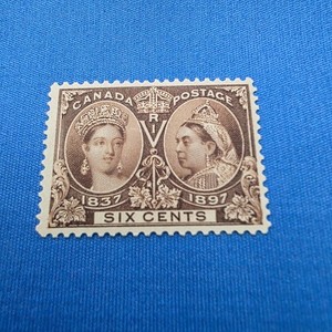 CANADA Scott #55, 1897 Queen Victoria Jubilee, six cents, mint, LH, VF
