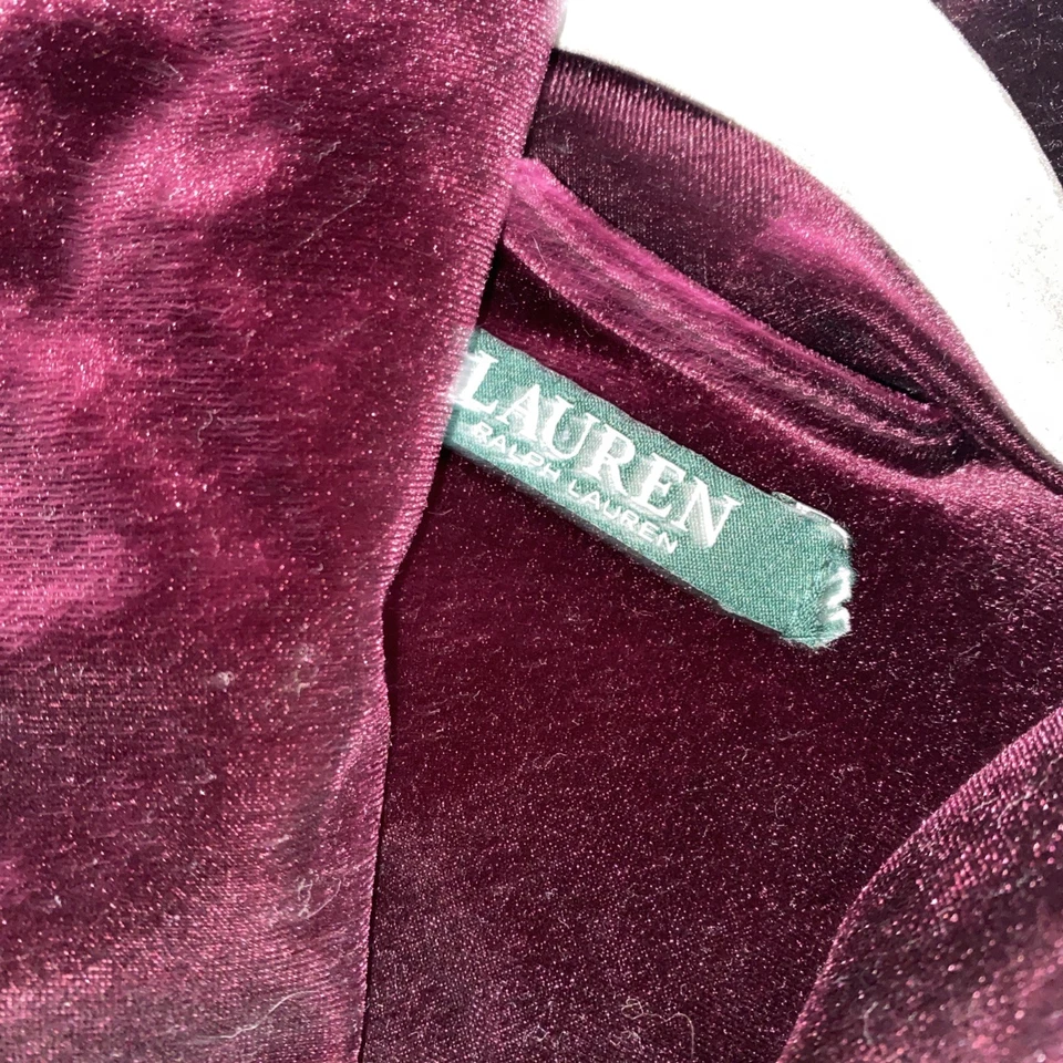Bata larga de terciopelo de vino de vacaciones Lauren Ralph Lauren para mujer pequeña mediana Foto 2 de 4
