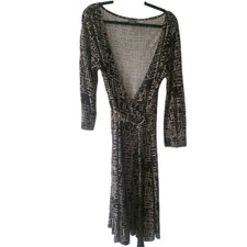 Ann Taylor Wrap Dress Career Long Sleeve Tie Brown 12 Rayon Work Wedding Party 
