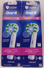 2PK Oral B Cross Action X Replacement Brush Heads, 3 Heads EACH New Sealed