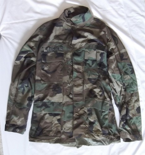 USGI Woodland Camouflage Combat Coat, Medium Long, 8415-01-084-1648, used [mi57