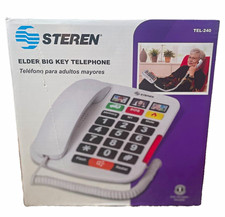 Steren TEL-240 Big Button Corded Telephone White Speakerphone Emergency Keys