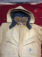 Vtg Faded Carhartt 996QZR Coveralls Quilt Lined detroit USA XL 46 Removable Hood
