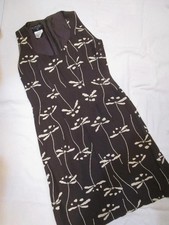 Classic CHANEL Sleeveless Dress Dragonfly Pattern Brown Women's Size 38 Japan