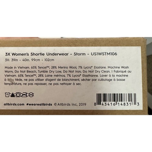 allbirds Women's Shortie Underwear Panties 'Storm' Size 3XL New in Box - Picture 4 of 4