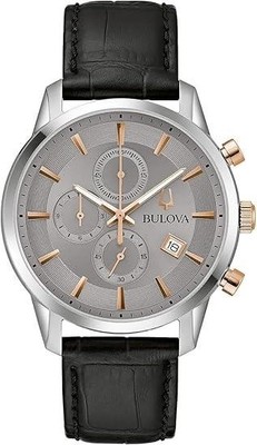 Bulova 98B409 Sutton Chronograph Herrenuhr Armbanduhr Uhr 41 mm schwarz/ silber