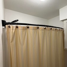 Adjustable Curved Shower Curtain Rod 36-75 Inches Rustproof Black Tub Bathroom R