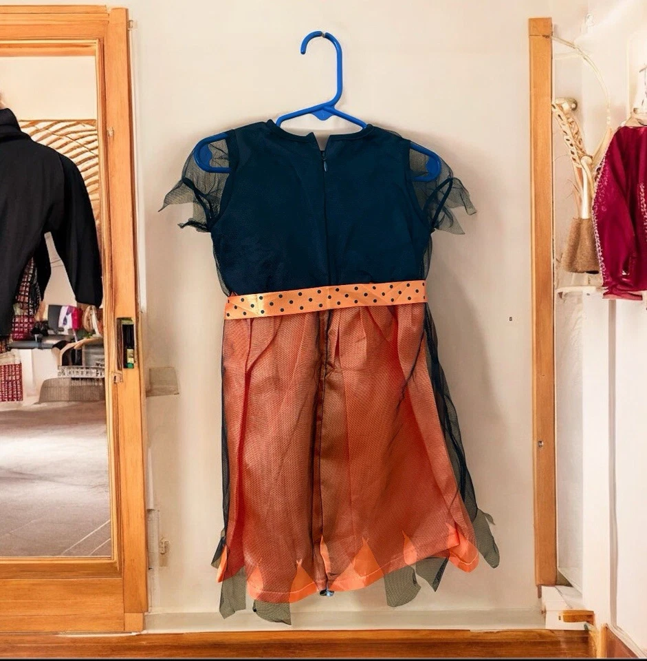 Baby Witch Halloween Costume | W/ Dress + Hat + Broom | Kids Size : 90cm - Image 2 of 4