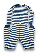 Hanna Andersson Blue White Striped Long John Pajamas Kids 130 US 8
